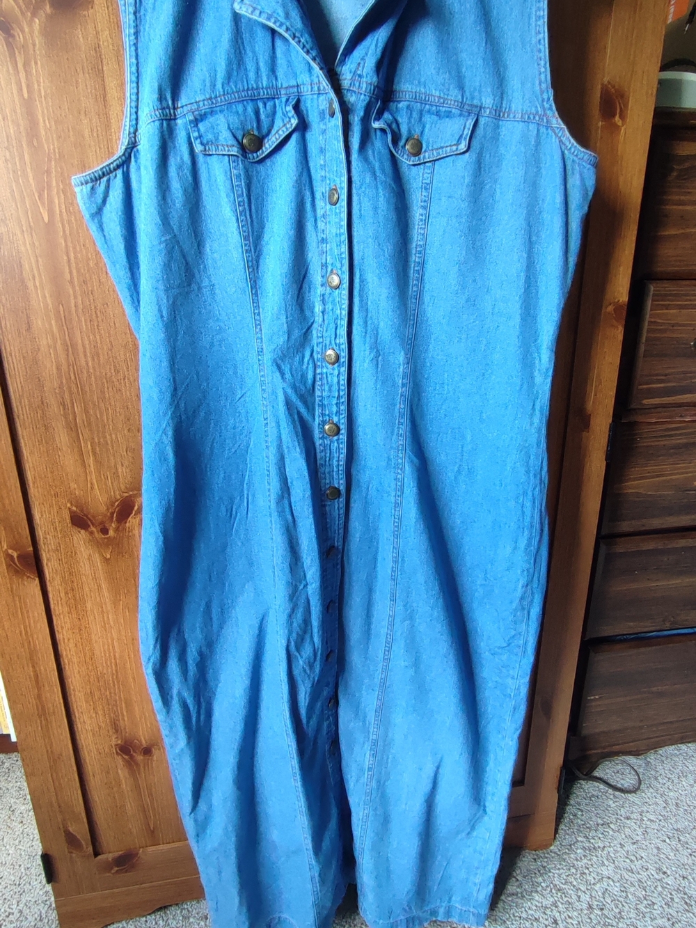 Santa Barbara Light Blue Denim Maxi Dress - Sleeveless Button-Front